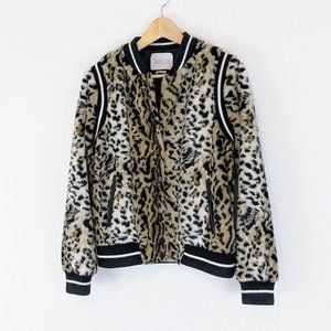 SAYLOR Emanuela Faux Fur Leopard Bomber Jacket SAYLOR